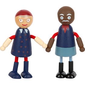 small foot Personaggi in legno famiglia con sedia a rotelle, small foot