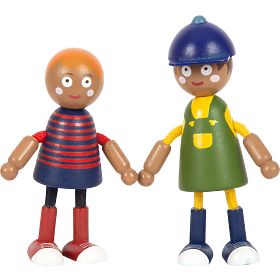 small foot Personaggi in legno famiglia con sedia a rotelle