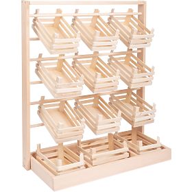 small foot Stand espositivo in legno con cassette, small foot