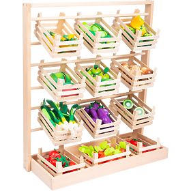 small foot Stand espositivo in legno con cassette, small foot