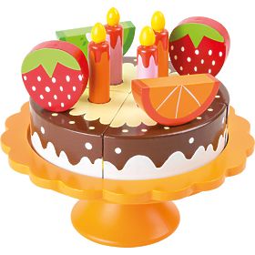 small foot Torta di compleanno in legno con frutta