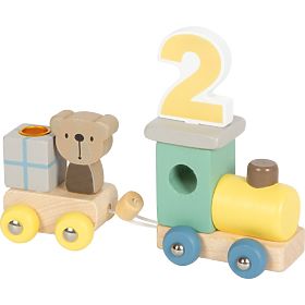 small foot Trenino di compleanno in legno con animali