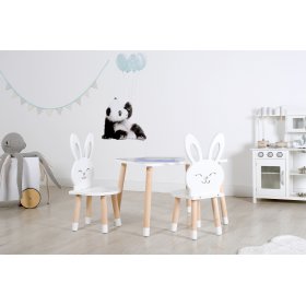 Tavolo per bambini con sedie - Coniglio - bianco, Ourbaby