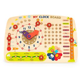 Tabellone di legno per bambini calendario orologio ECOTOYS
