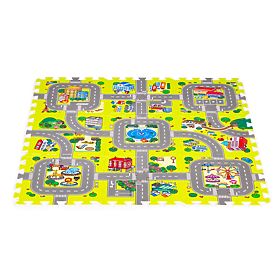 Tappetino in schiuma per bambini città 9 pezzi 90,5x90,5 cm IPLAY, IPLAY