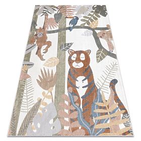 Tappeto BONO 8426 Jungle, animali selvatici crema / oro scuro