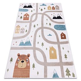 Tappeto FUN Polar per bambini, strade, foresta, crema, F.H.Kabis