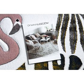 Tappeto GIARDINO, FENICOTTERI, FOGLIE DI MONSTERA, crema