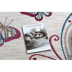 Tappeto moderno per bambini TOYS 75326 FARFALLA, forma irregolare, crema, rosso fucsia, F.H.Kabis