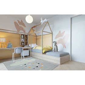 Tappeto PASTEL 18409/652 - Nuvola cuore UCCELLO Grigio CREMA turchese