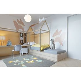 Tappeto PASTEL 18413/072 - Pulcini Galli Grigio Turchese