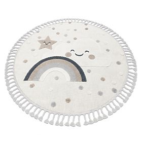Tappeto rotondo YOYO EY78 bianco / beige - Nuvola, Arcobaleno, punti per bambini, strutturale, senso, F.H.Kabis