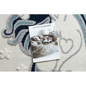 Tappeto YOYO GD49 bianco / grigio - Unicorno per bambini, strutturale, sensoriale Frange, F.H.Kabis