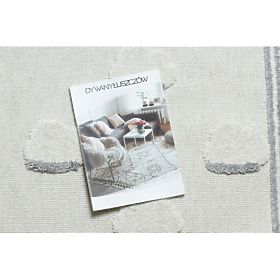 Tappeto YOYO GD62 bianco / grigio - Nuvole per bambini, strutturale, sensoriale Frange, F.H.Kabis