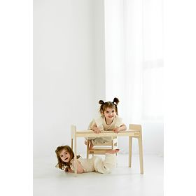 Tavolino e sedia in legno per bambini S/M - naturale