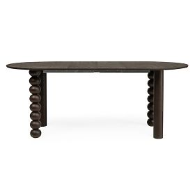 Tavolo allungabile Bolla 140-200 cm, impiallacciatura di quercia, noce, gamba decorativa con sfere, 