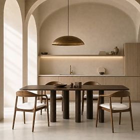 Tavolo con piano rettangolare Ritro 200 cm, in legno, impiallacciatura di rovere, noce