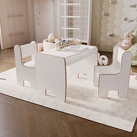 tavolo per bambini Timi e due sedie MDF colore bianco
