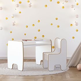 tavolo per bambini Timi + sedia MDF colore bianco