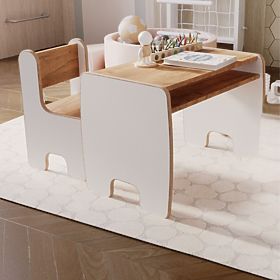 tavolo per bambini Timi + sedia MDF colore bianco / rovere craft dorato