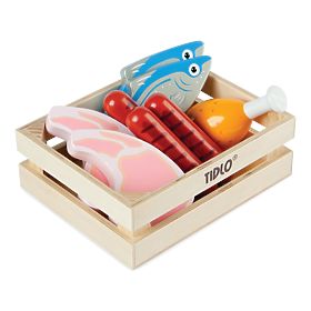 Tidlo Scatola di legno con carne e pesce