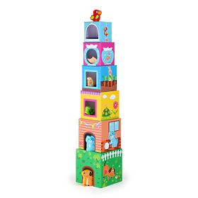 Torre cubica Small Foot con animali in legno
