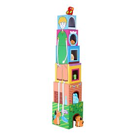 Torre cubica Small Foot con animali in legno