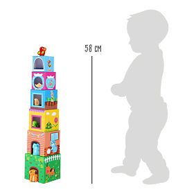 Torre cubica Small Foot con animali in legno