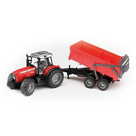 Trattore Bruder MASSEY FERGUSON con rimorchio ribaltabile rosso
