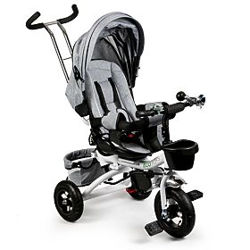 Triciclo girevole a 360° Grigio Delux con baldacchino ECOTOYS, EcoToys