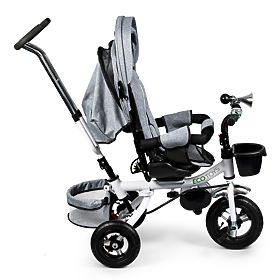 Triciclo girevole a 360° Grigio Delux con baldacchino ECOTOYS, EcoToys
