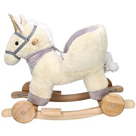 Unicorno a dondolo con sedile e ruote