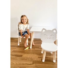 Tavolo per bambini con sedie - Gatto - bianco