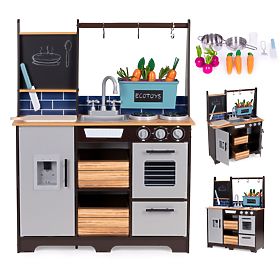 Grande cucina in legno per bambini con stand di verdure e accessori ECOTOYS, EcoToys