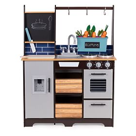 Grande cucina in legno per bambini con stand di verdure e accessori ECOTOYS, EcoToys