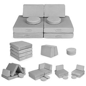 Divano pieghevole modulare grande per bambini fai da te 8 morbidi cuscini - Grigio ECOTOYS