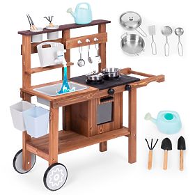 Cucina fangosa da esterno per bambini con accessori in legno di abete ECOTOYS