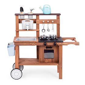 Cucina fangosa da esterno per bambini con accessori in legno di abete ECOTOYS