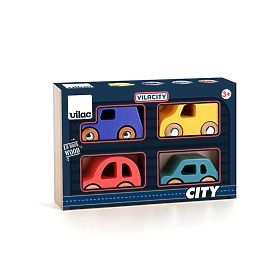 Vilac Set di 4 macchinine in legno City Vilacity, Vilac