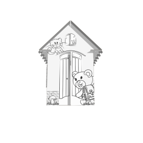 Casa di cartone per bambini con camino - Orso